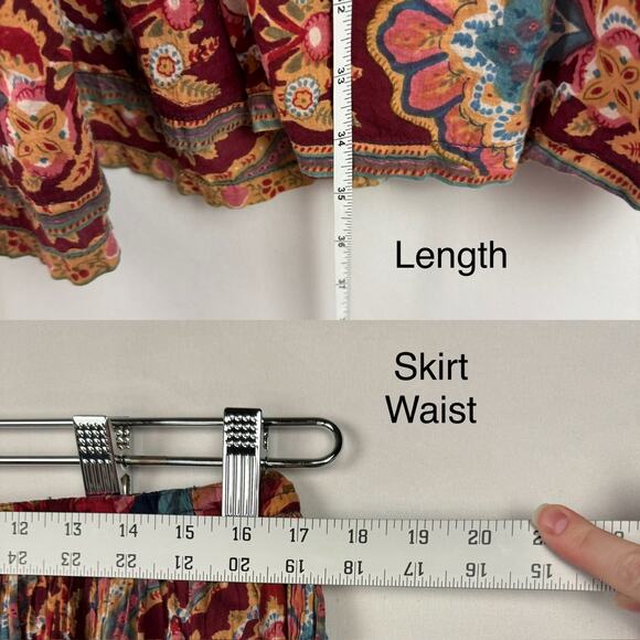 Vtg Atlast Studio Boho Floral Button Up Top Flare Skirt Set Women Medium - Picture 12 of 14